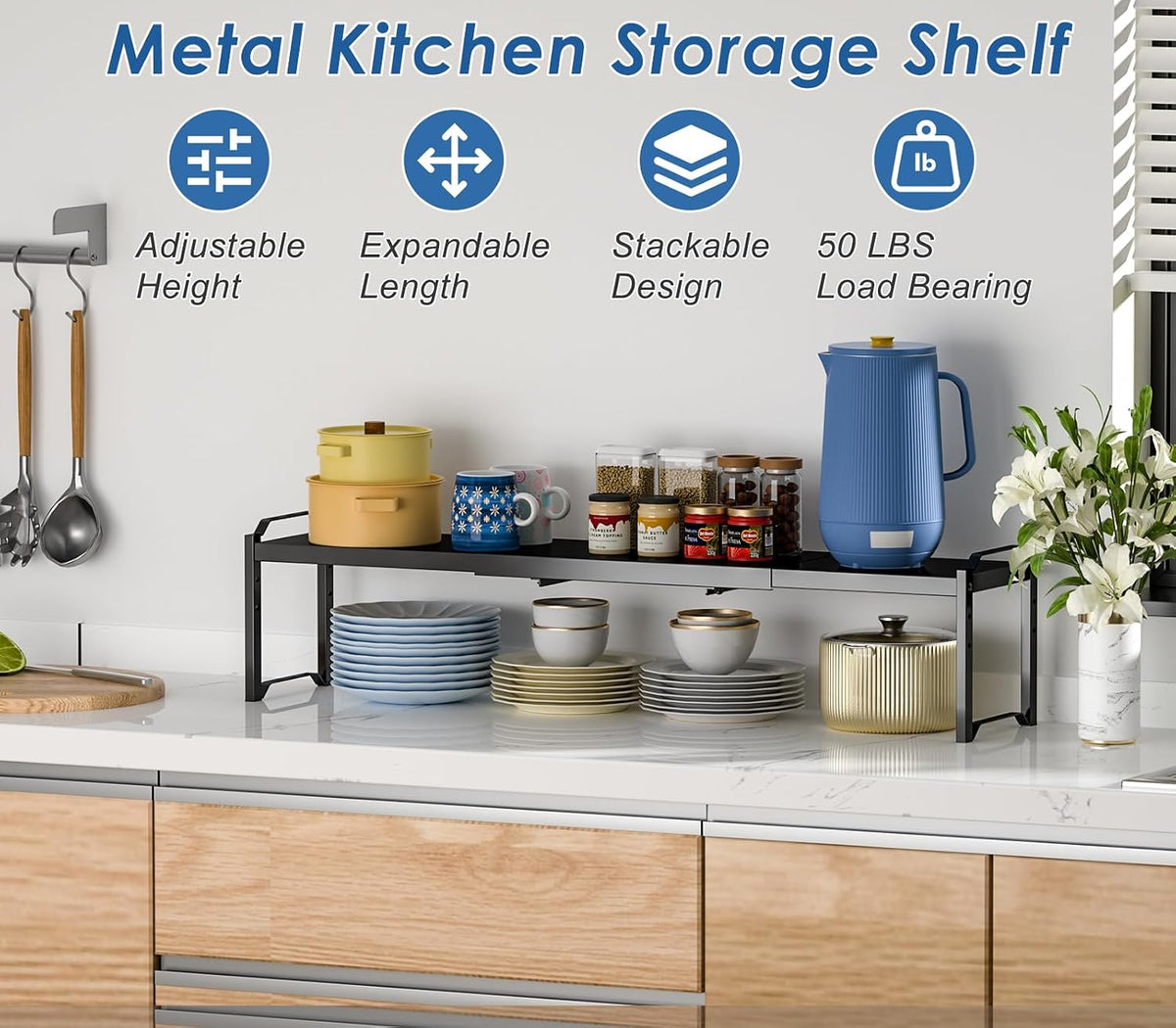 Estantes de almacenamiento de metal para despensa de cocina, organi...