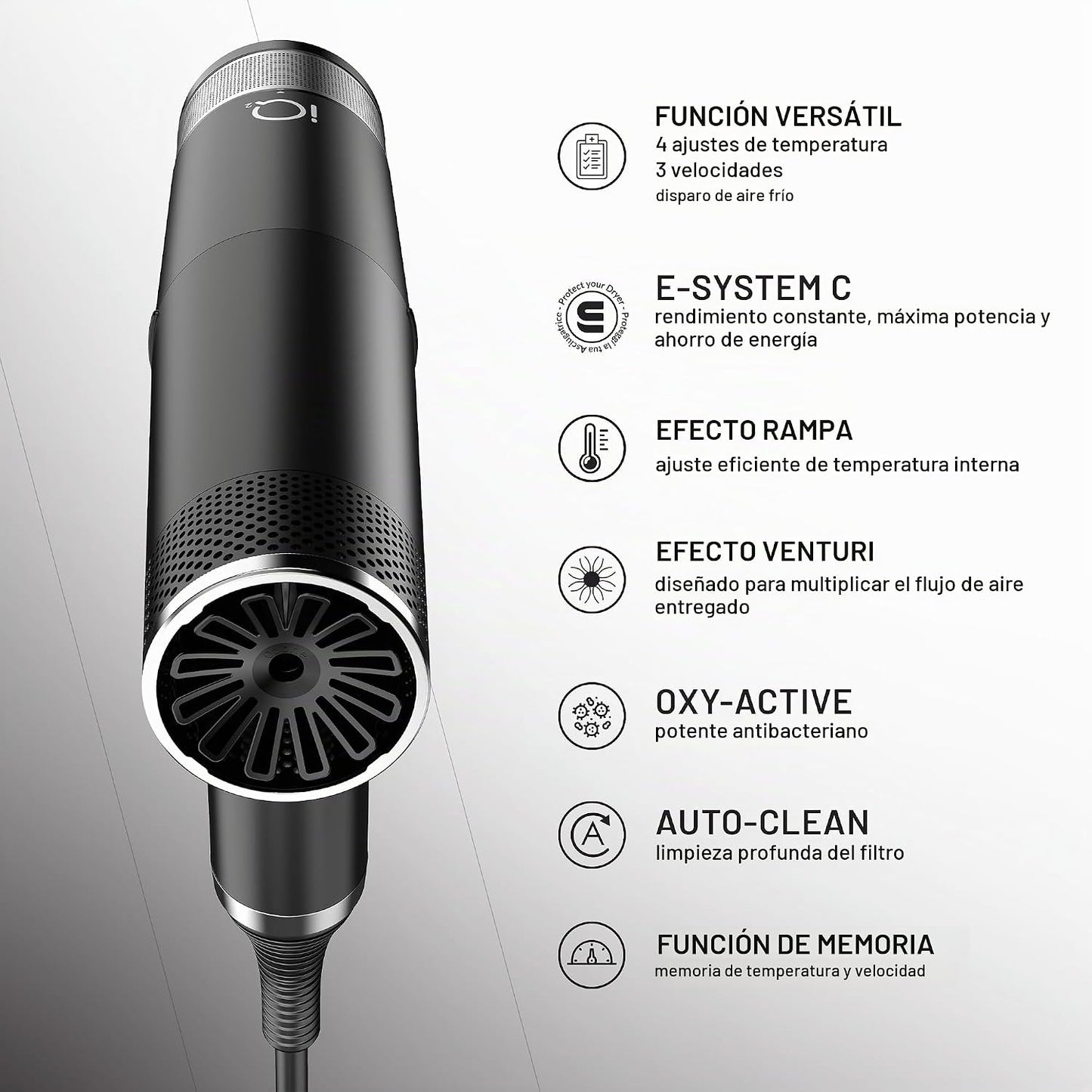 GA.MA iQ2 Perfetto - Secador de pelo con motor turbo inteligente de...