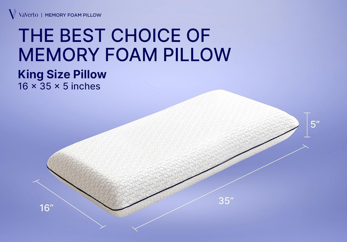 Vaverto Almohadas de espuma viscoelástica tamaño King - Almohada fi...
