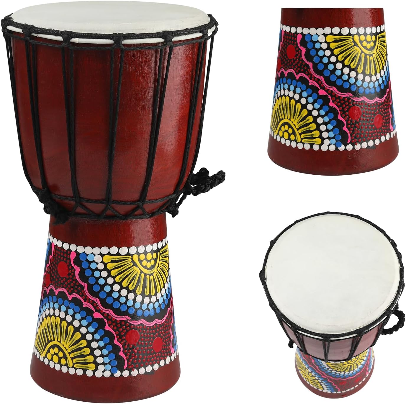Tambor Djembe de madera, 6.5 x 12 pulgadas, tambores africanos de c...