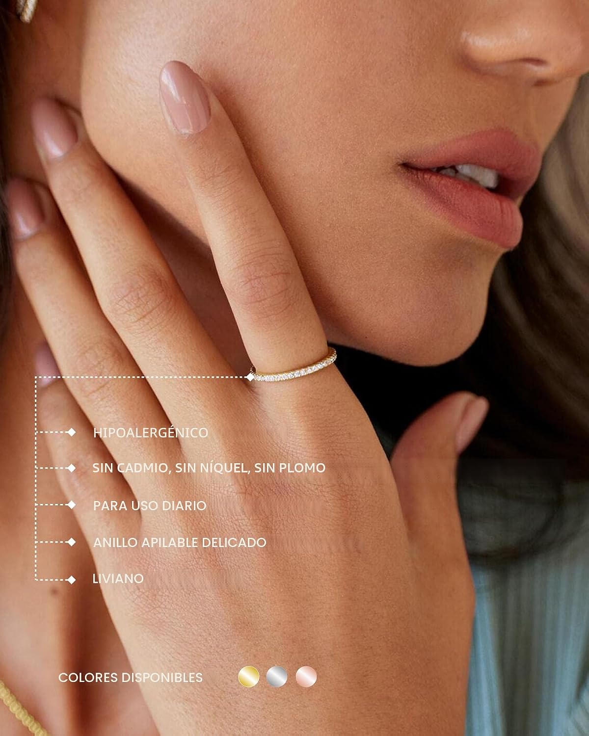 PAVOI Anillo apilable de plata de ley 925 chapado en oro de 14 quil...