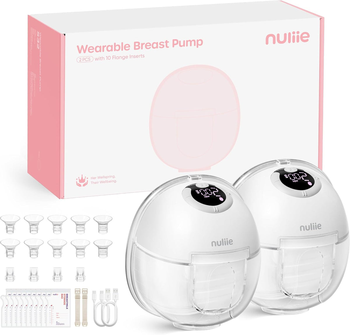 Nuliie S32 Extractor de leche portátil manos libres, bomba eléctric...