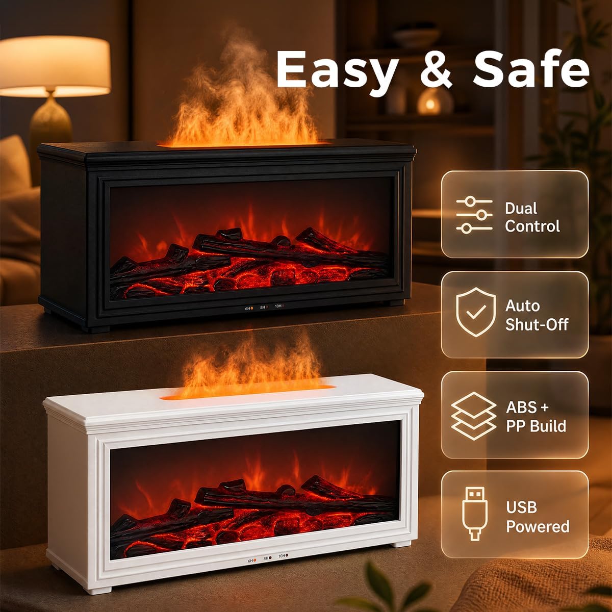 Bsdgeclogy Humidificador de llama para chimenea, difusor de aceite...