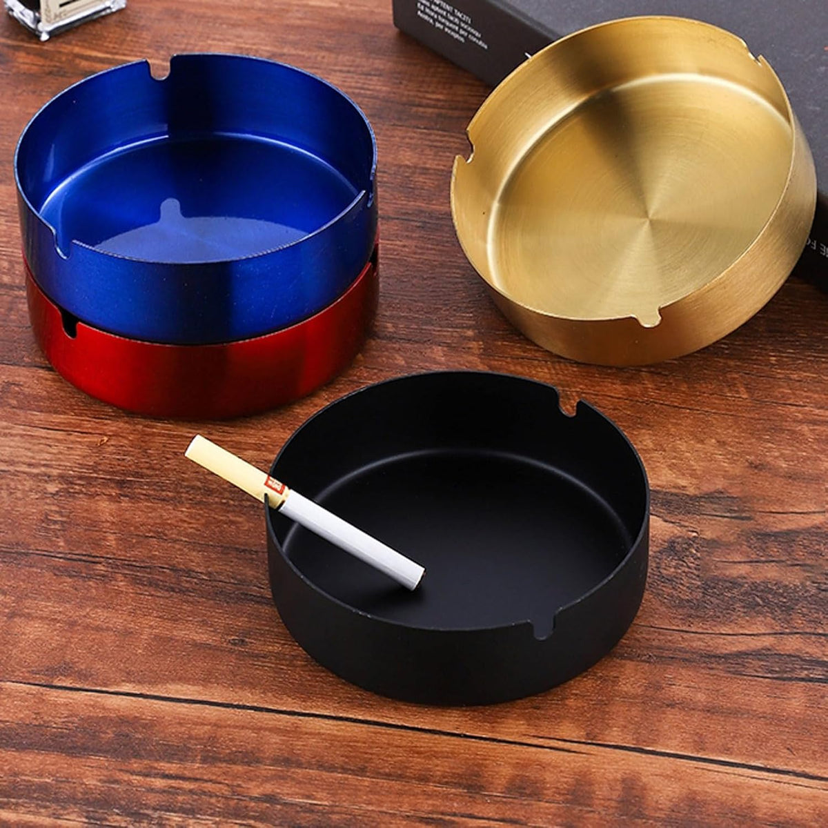 Cenicero de acero inoxidable para cigarrillos, bandeja de cenizas p...