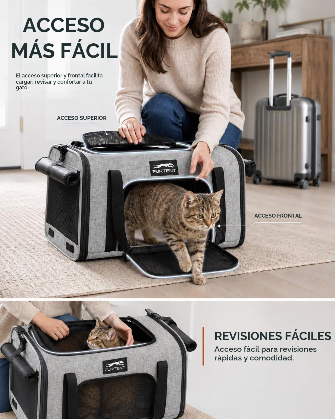 Transportador de mascotas de 17 x 11 x 9.5 pulgadas, aprobado por a...