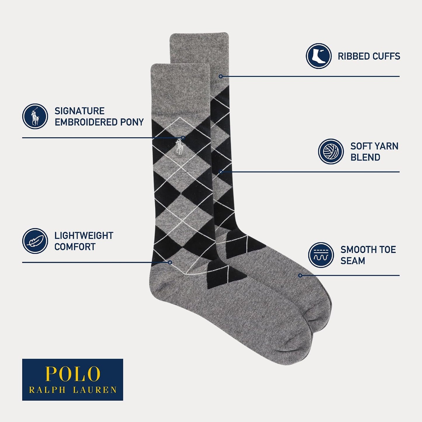 POLO RALPH LAUREN Calcetines de vestir con patrones surtidos para h...