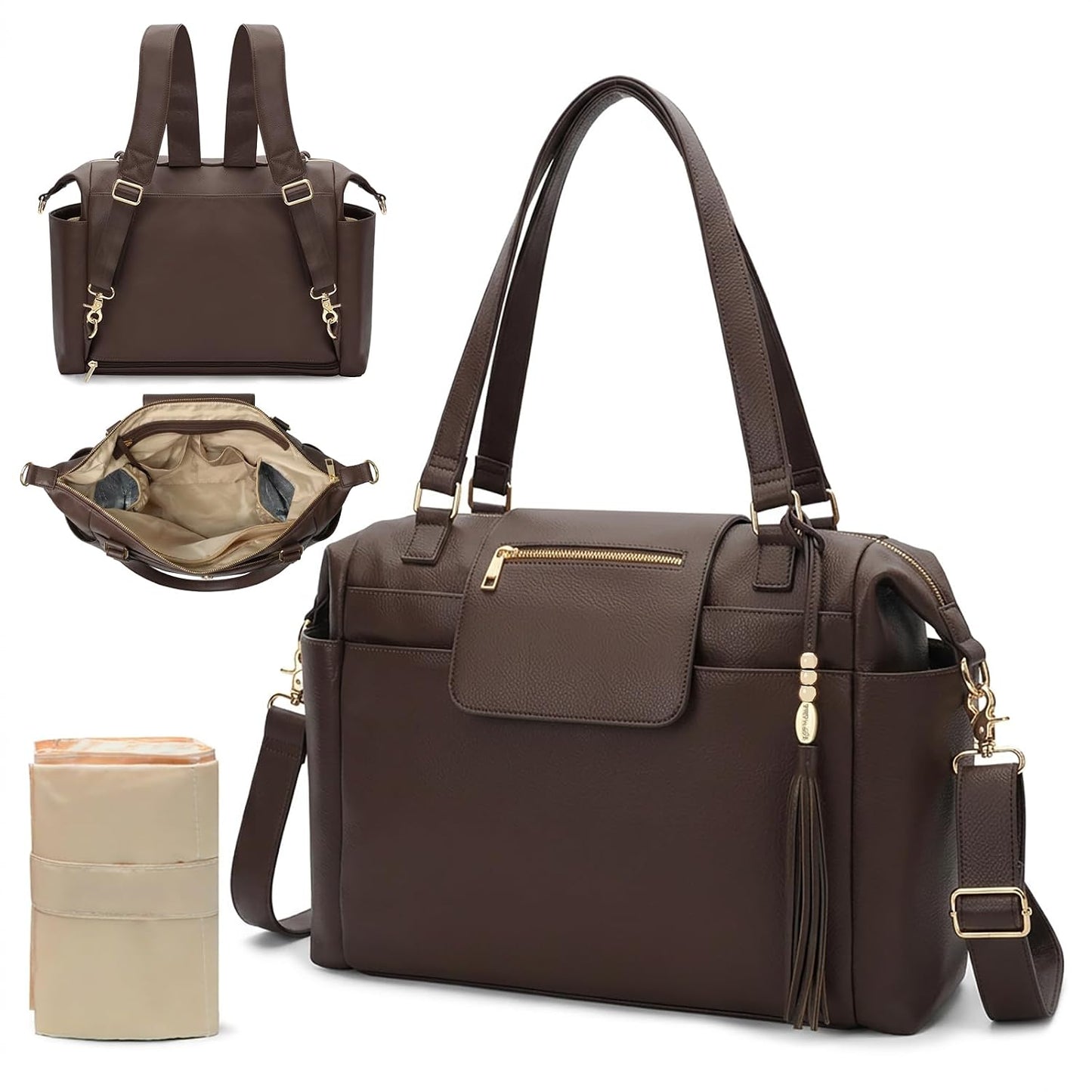 Omanmoli Bolsa de pañales Tote Bolso de pañales de cuero Mochila Bo...