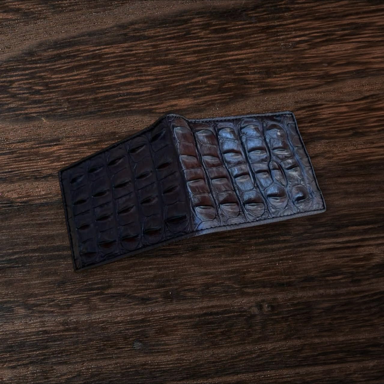 VIETDAVN Billeteras plegables de cocodrilo genuinas para hombres, b...