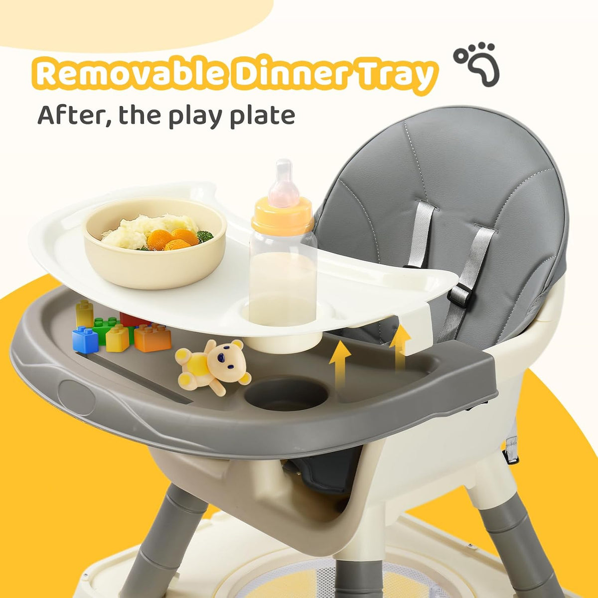 JOYMOR Silla alta 7 en 1 para bebés y niños pequeños, mesa y silla...