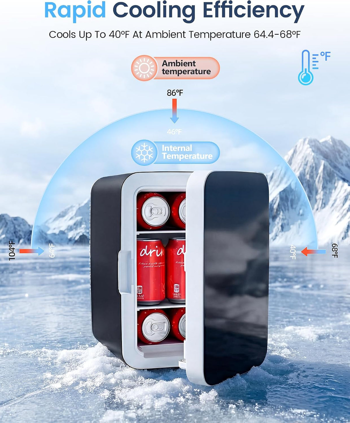 Electactic Mini refrigerador portátil de 10L, refrigerador compacto...