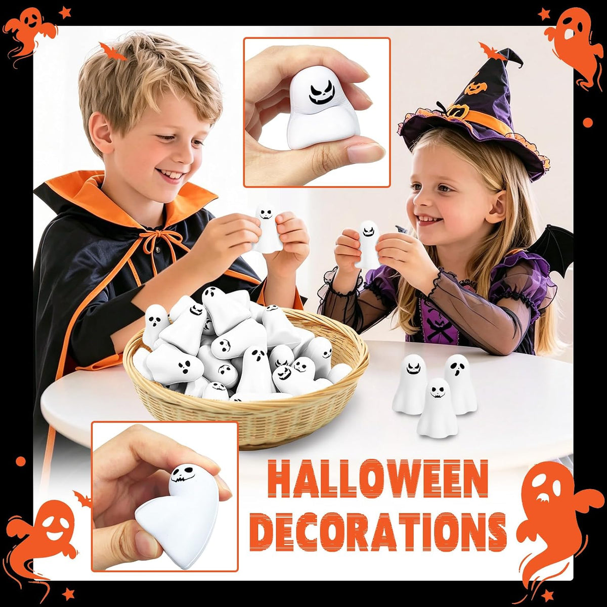 24 bolas antiestrés de fantasmas de Halloween, lindos juguetes para...