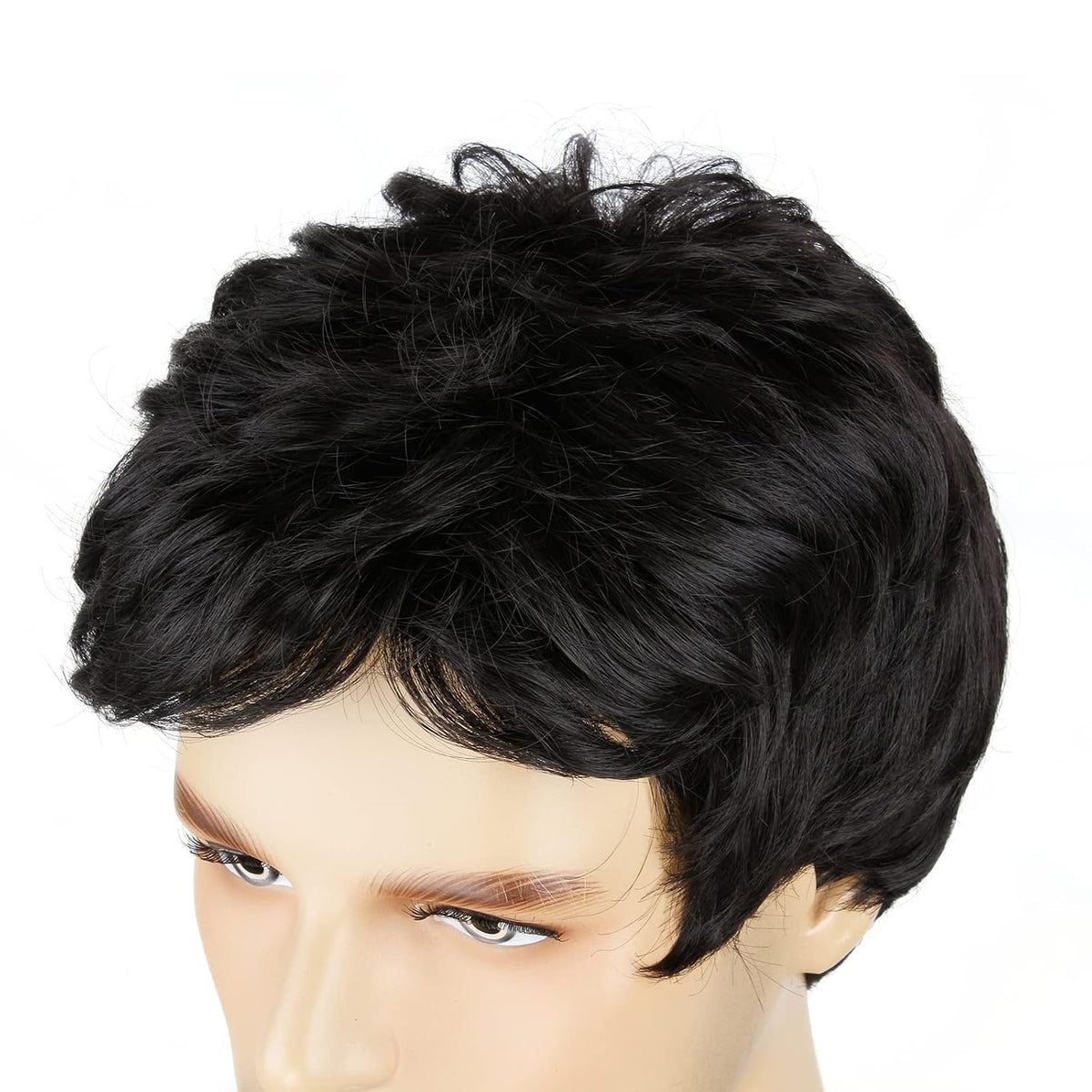 BCHR Pelucas para hombre, peluca corta para hombre, color negro, co...