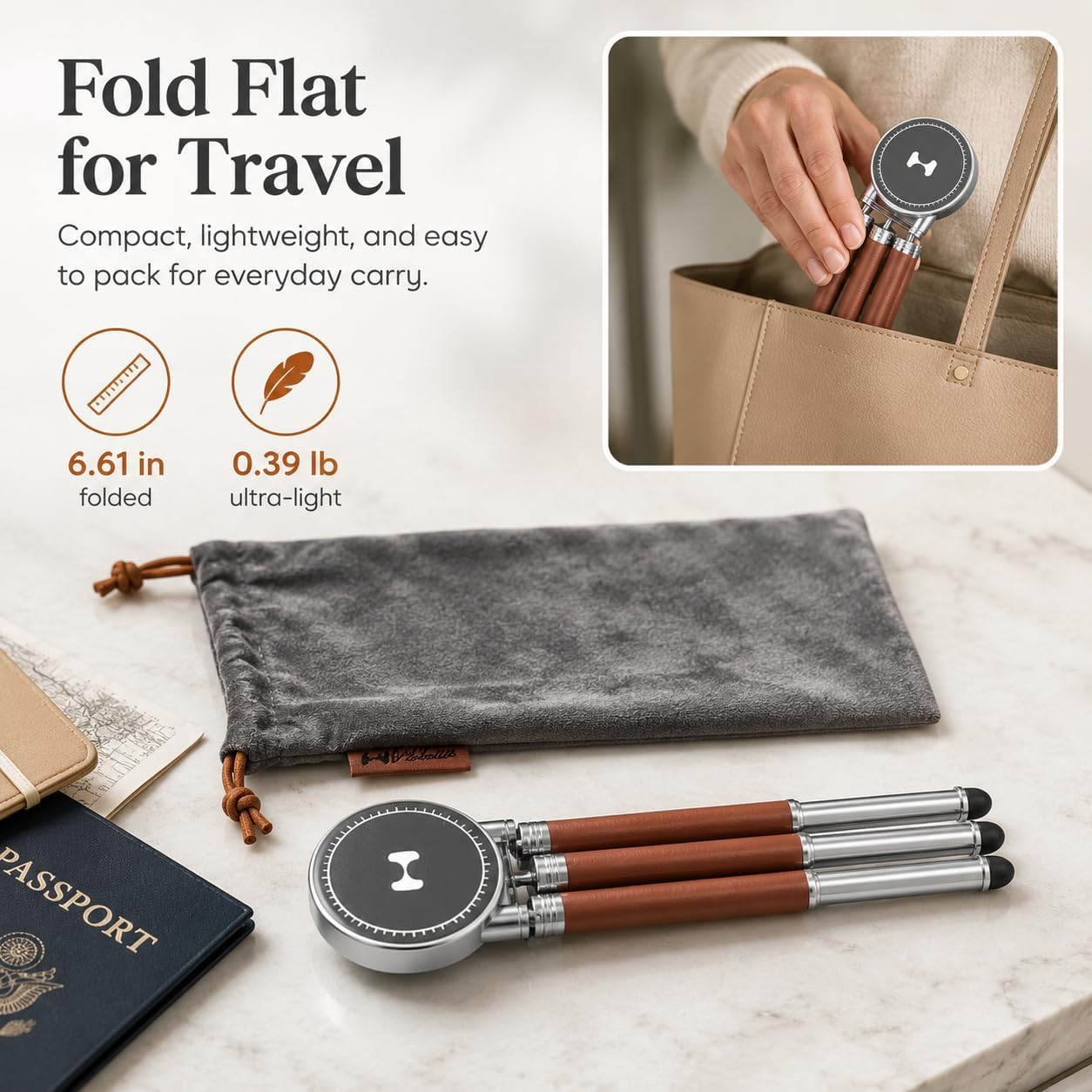 HARLOWE Trípode para teléfono MagSafe, soporte plegable de mesa par...