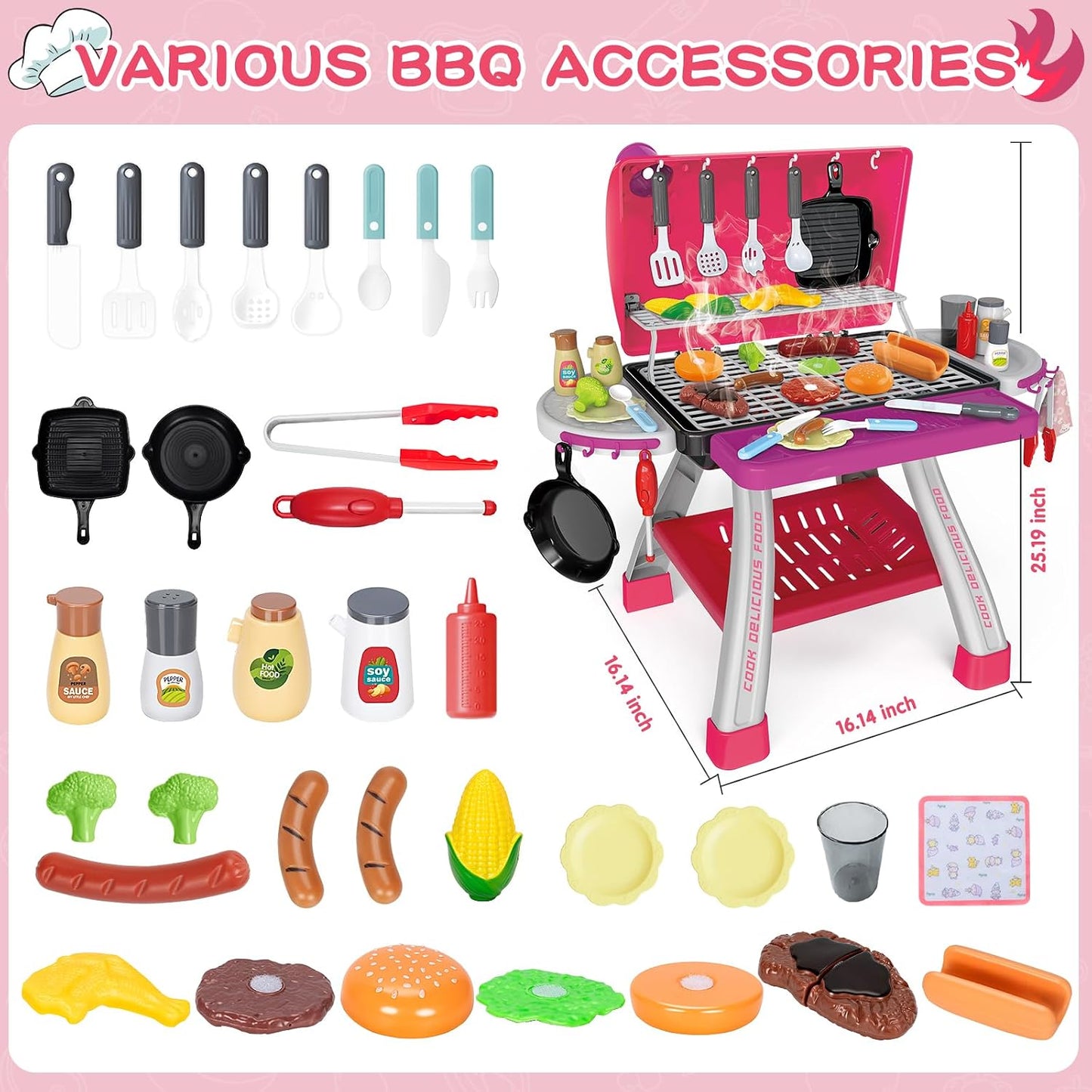 Juguetes de Cocina para Niños, Parrilla de Barbacoa para Niños Jueg...