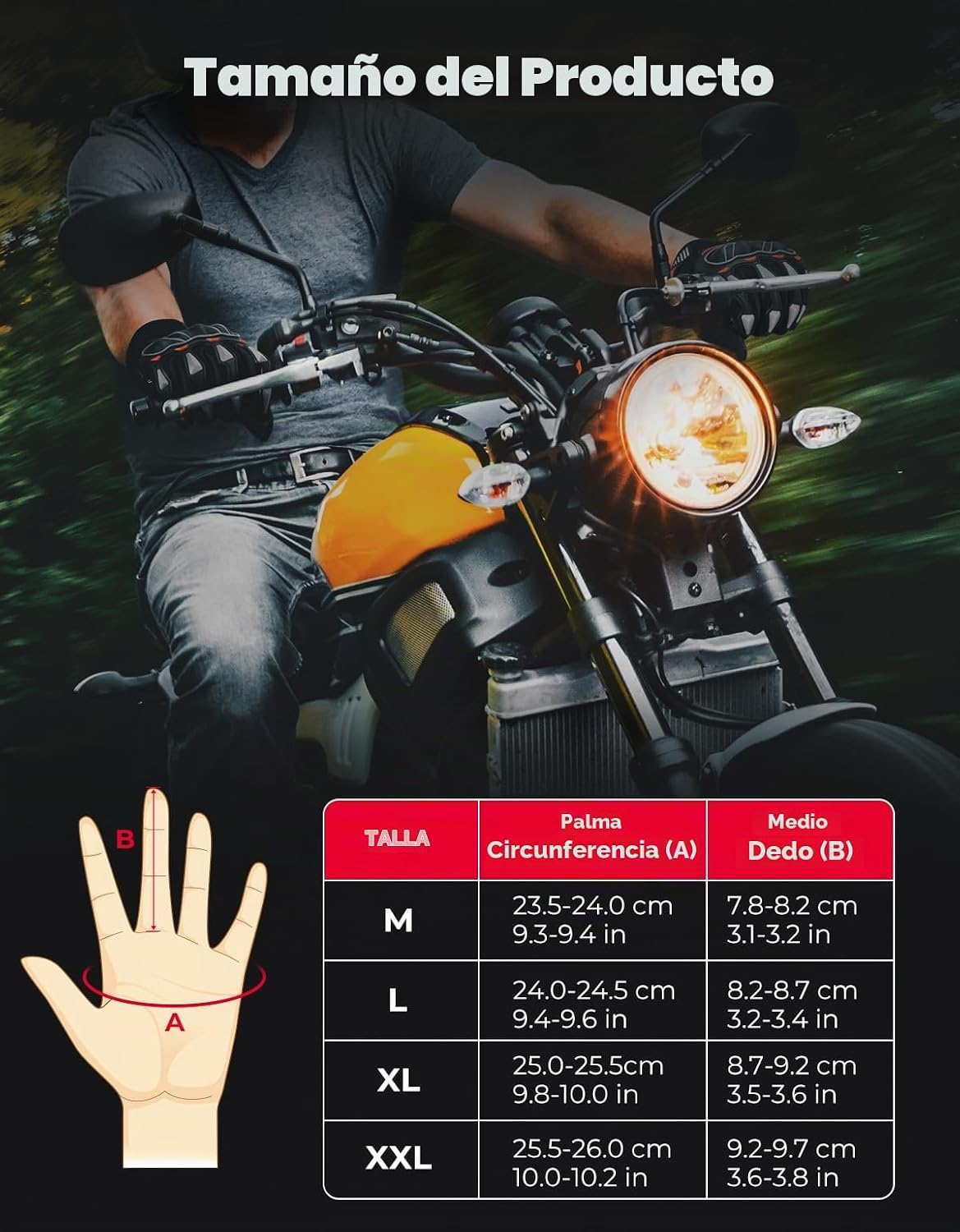 KEMIMOTO Guantes de motocicleta para hombres, guantes de ciclismo c...