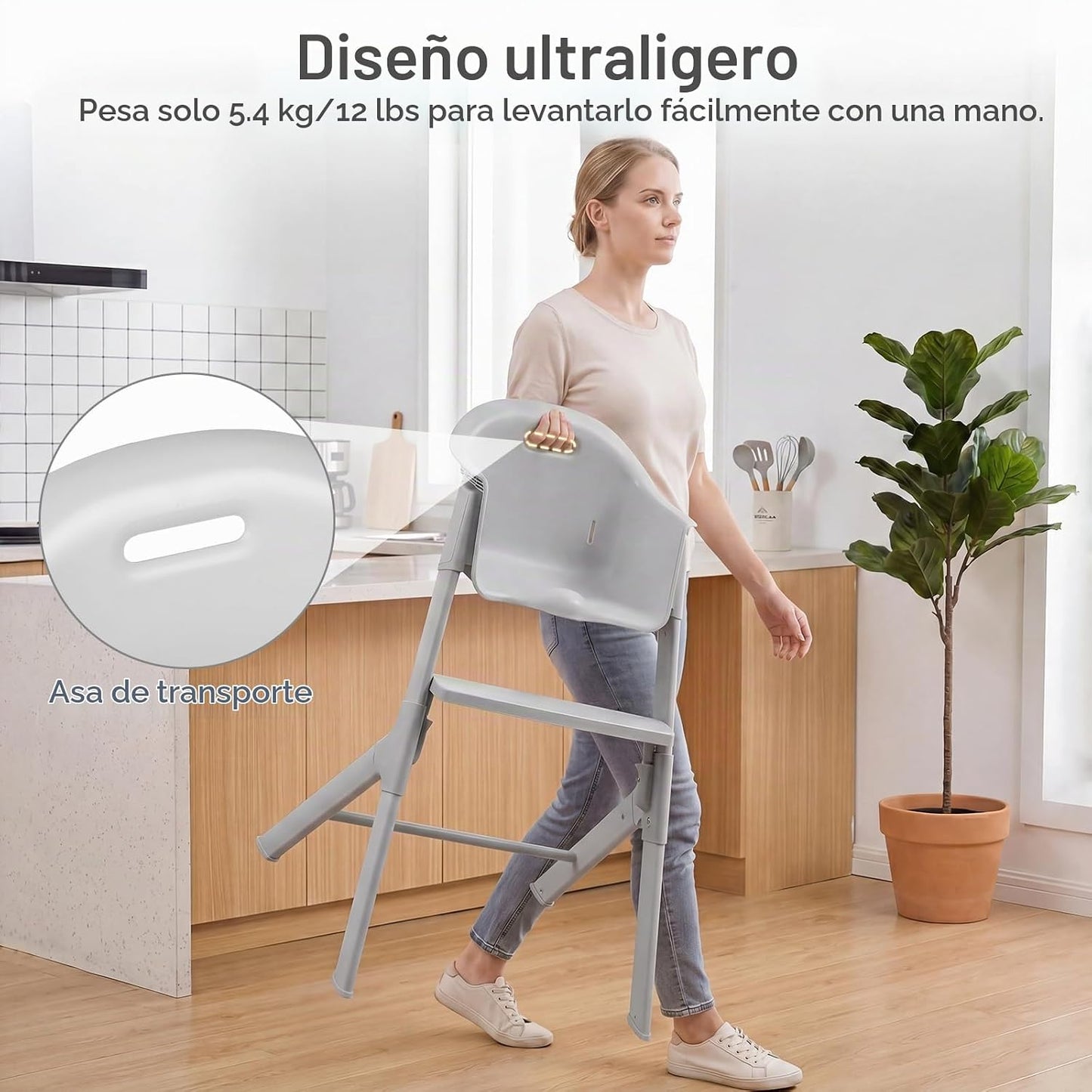 INFANS Silla alta para bebé, sillas altas lavables de cuerpo comple...