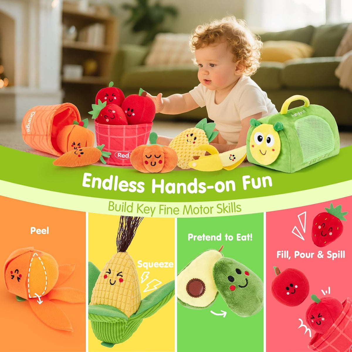 hahaland Juguetes Montessori para niños de 1 año - Frutas para bebé...