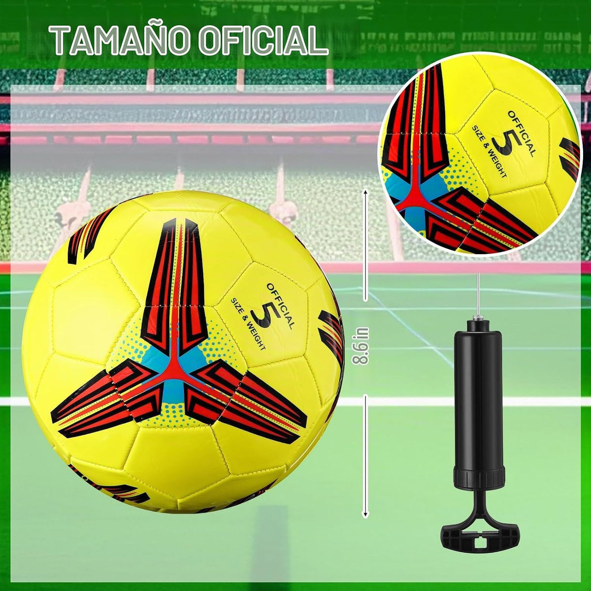 Lunmon 12 pelotas de fútbol a granel con 2 bombas, tamaño oficial,...