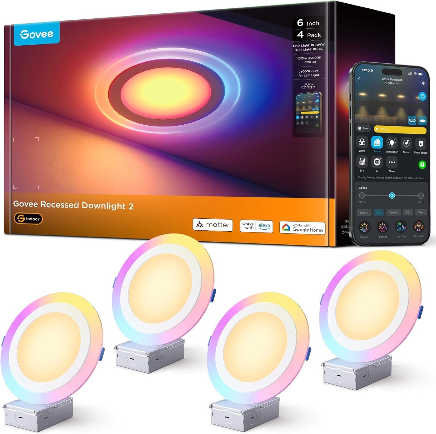 Govee Iluminación empotrable inteligente de 6 pulgadas, luz LED emp...
