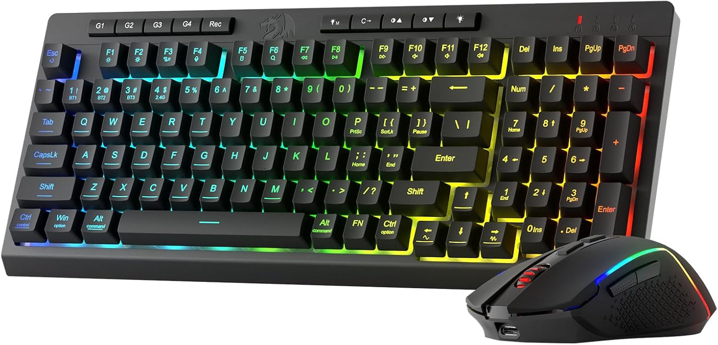 Redragon S142 Combo de teclado y mouse inalámbricos para juegos, te...