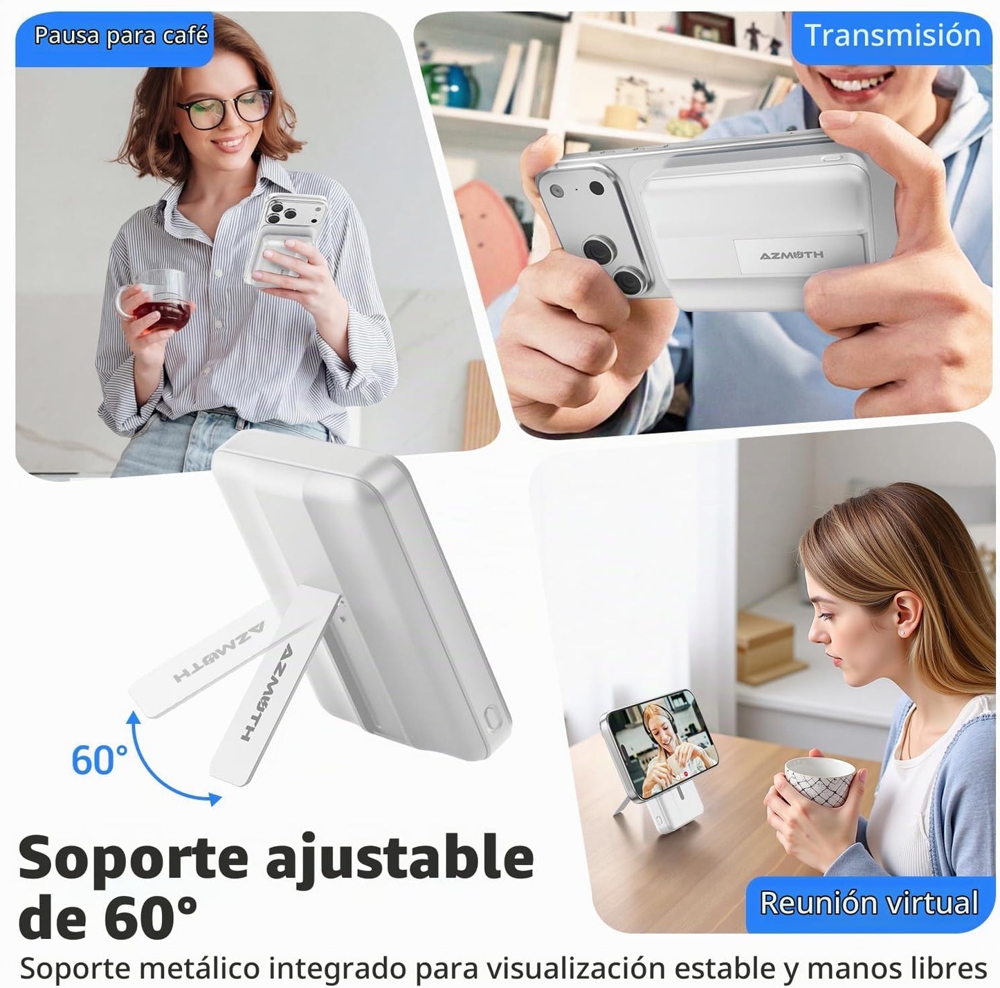 Azmuth para cargador portátil MagSafe, banco de energía magnético d...