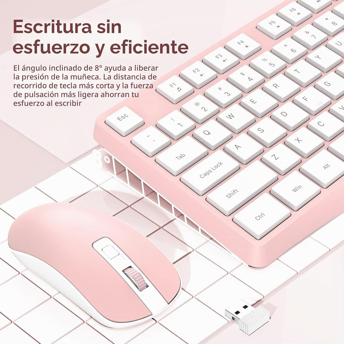 Combo de teclado y ratón inalámbricos, Lovaky teclado y ratón ergon...