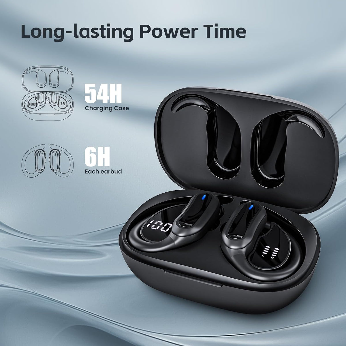Auriculares inalámbricos Bluetooth, 54 horas de reproducción, estér...
