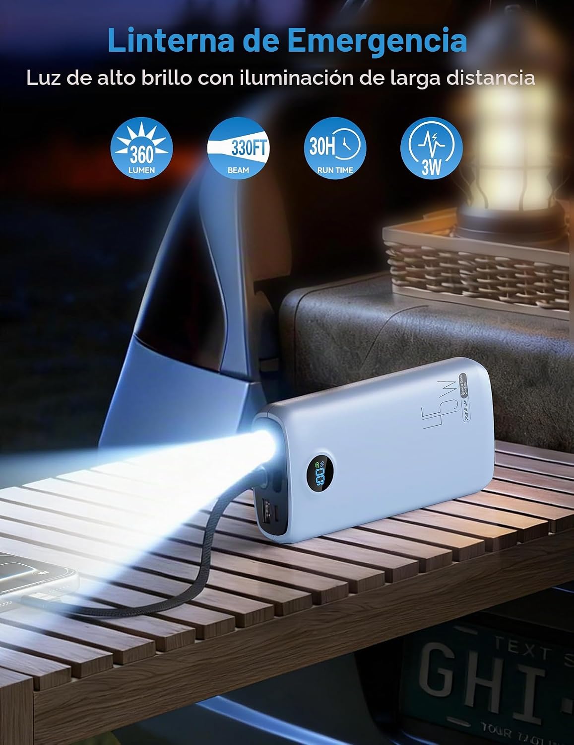 DIAMUAR Cargador portátil 20000mAh 45W, construido en cable USB C,...