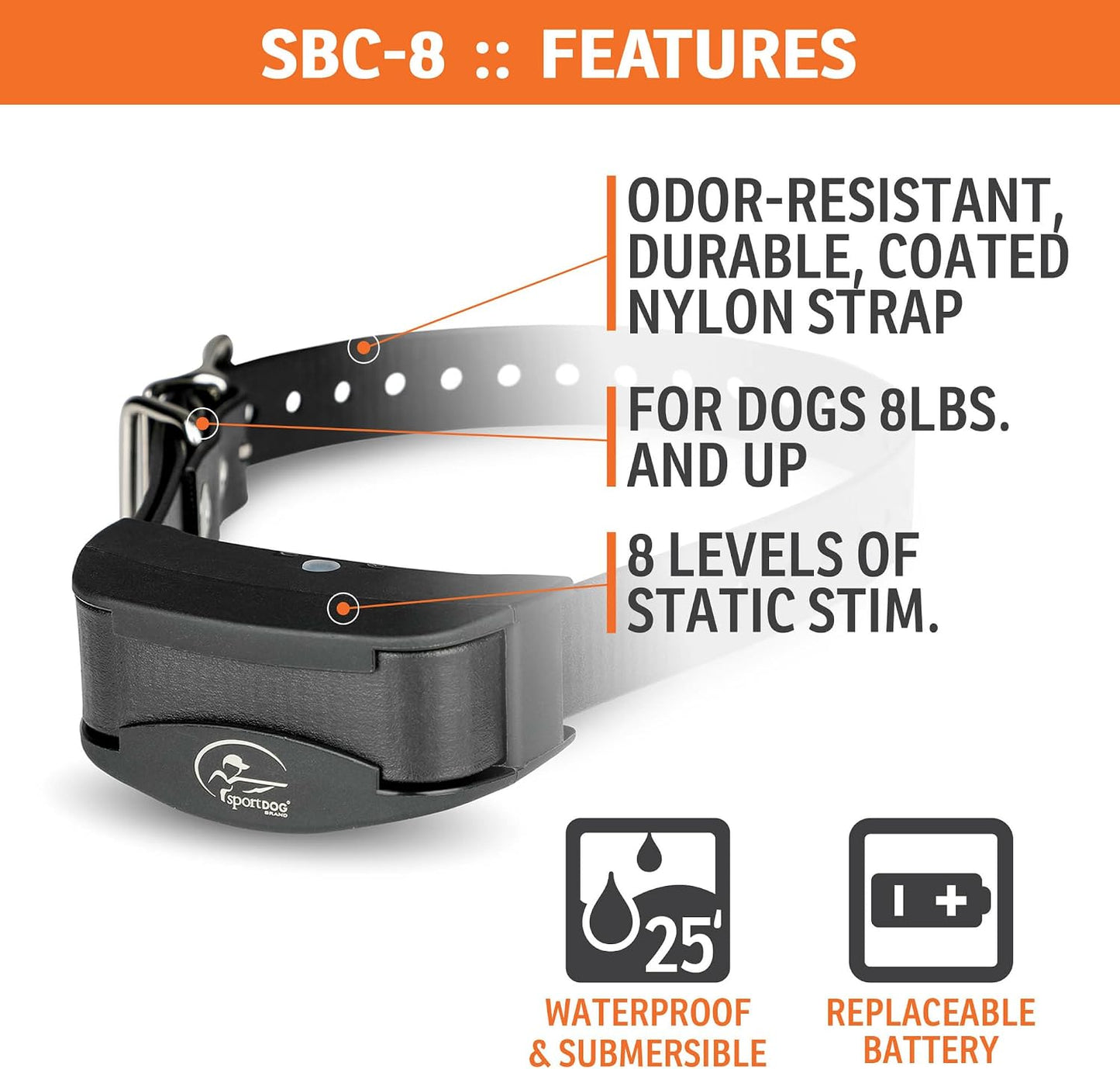 SportDOG NoBark SBC-8 - Collar ligero de corrección progresiva de l...