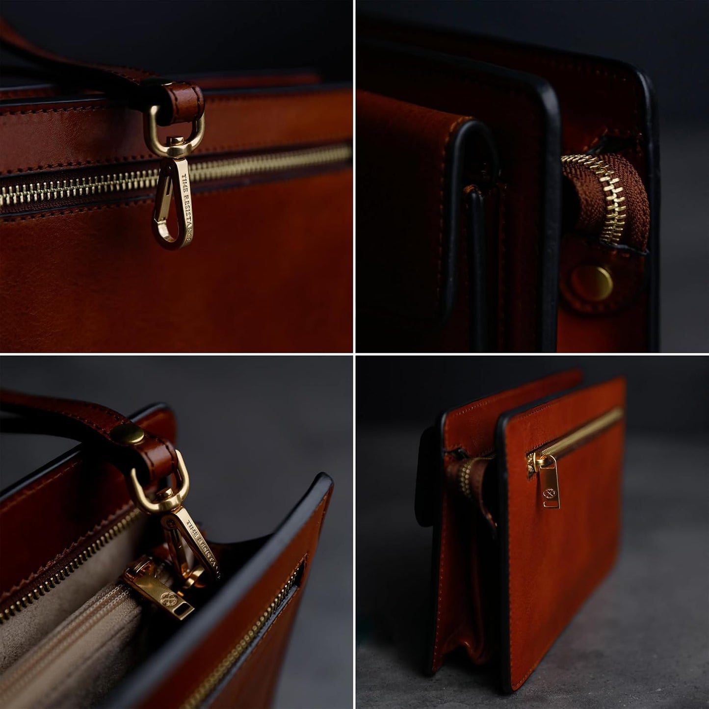 Time Resistance Bolso de mano de cuero para hombre, organizador de...