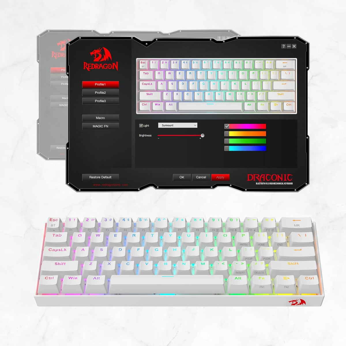 Redragon K530 Draconic - Teclado mecánico inalámbrico y compacto en...
