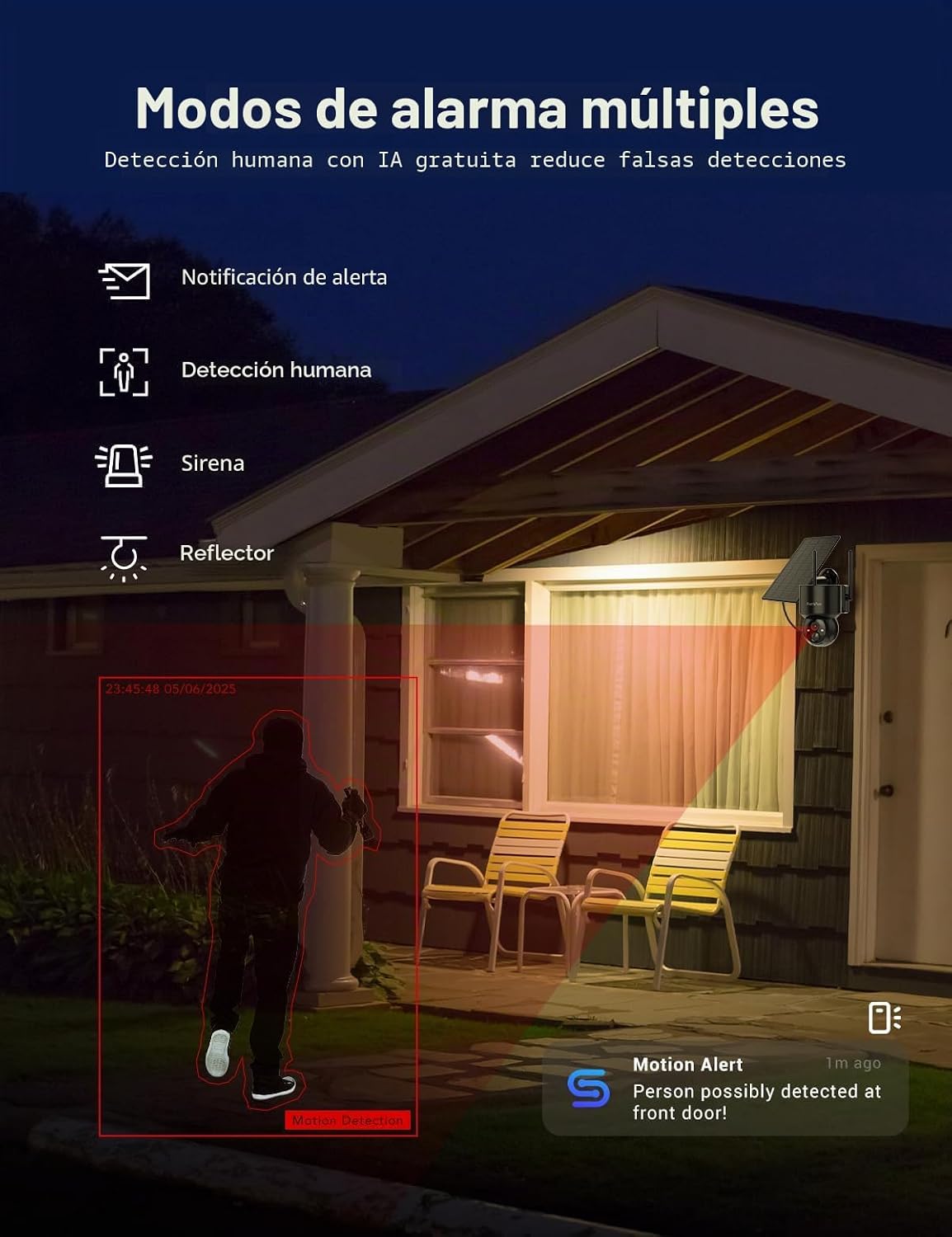 FAMVIVA Cámaras de seguridad solar 2K inalámbricas para exteriores,...
