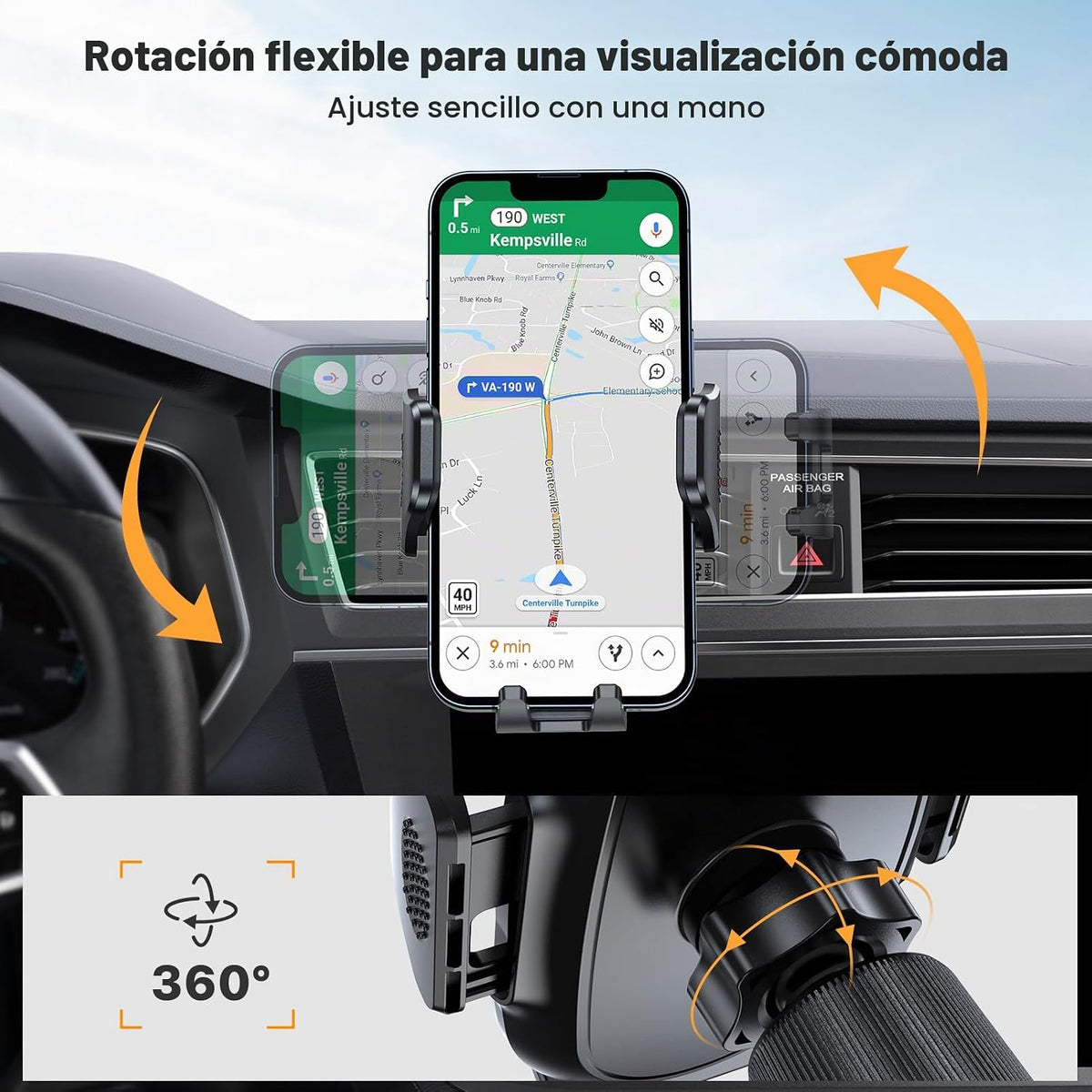 Miracase Soportes para teléfono para tu coche con gancho de metal,...