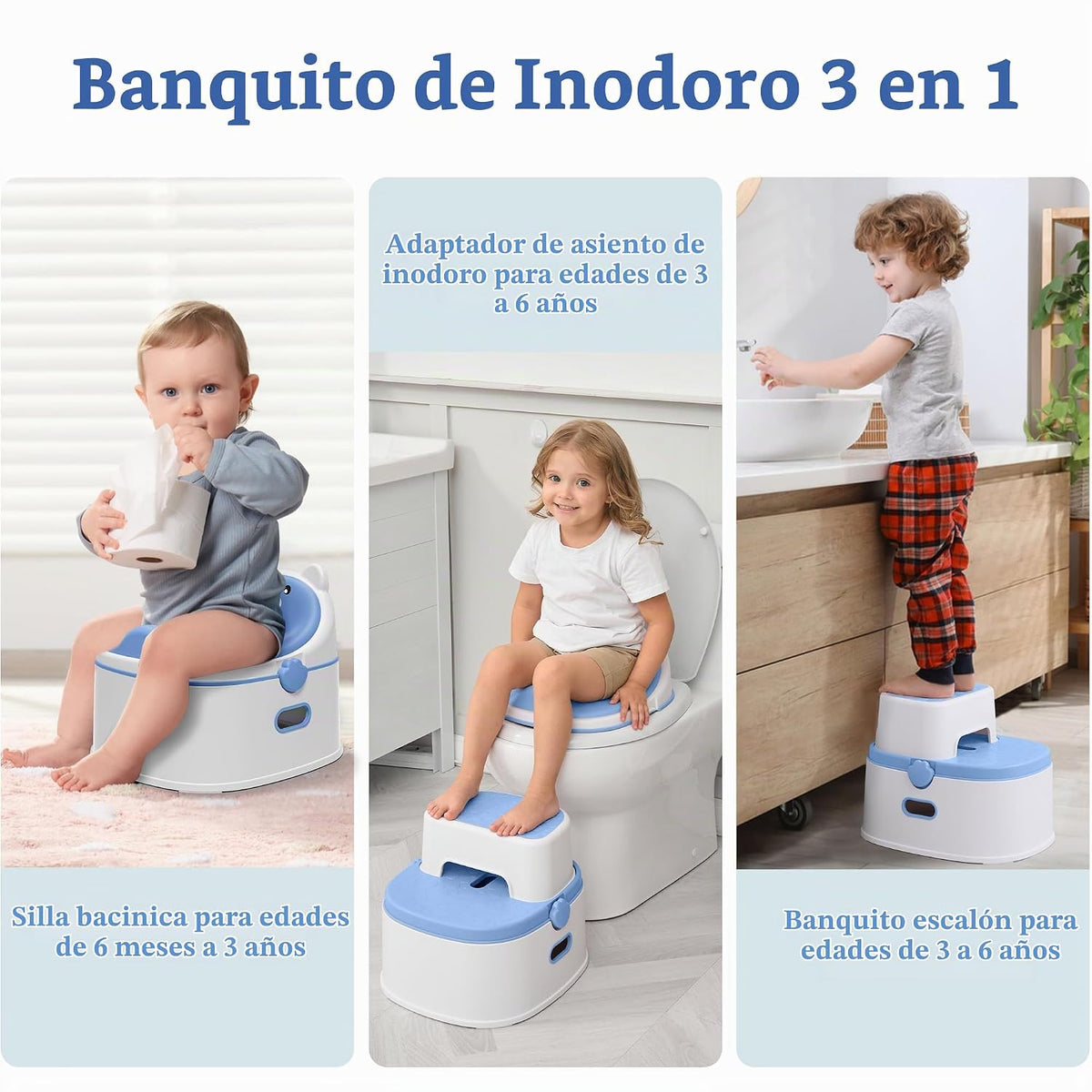 Inodoro de entrenamiento 3 en 1, orinal portátil, asiento de entren...