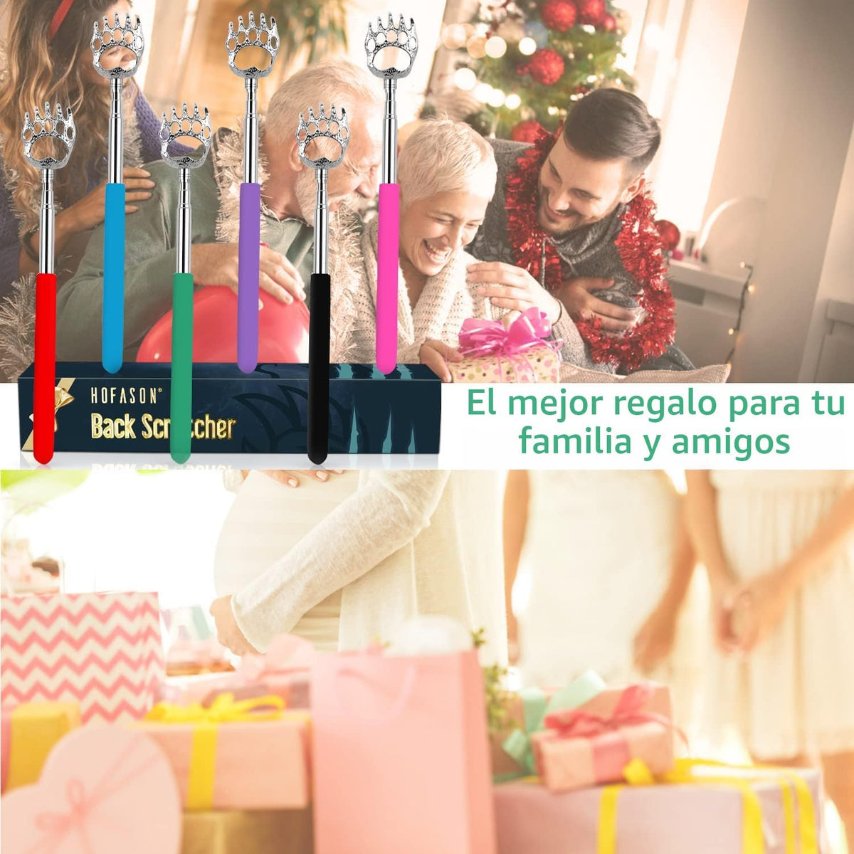 HOFASON Paquete de 6 rascadores de espalda, rellenos de calcetines...
