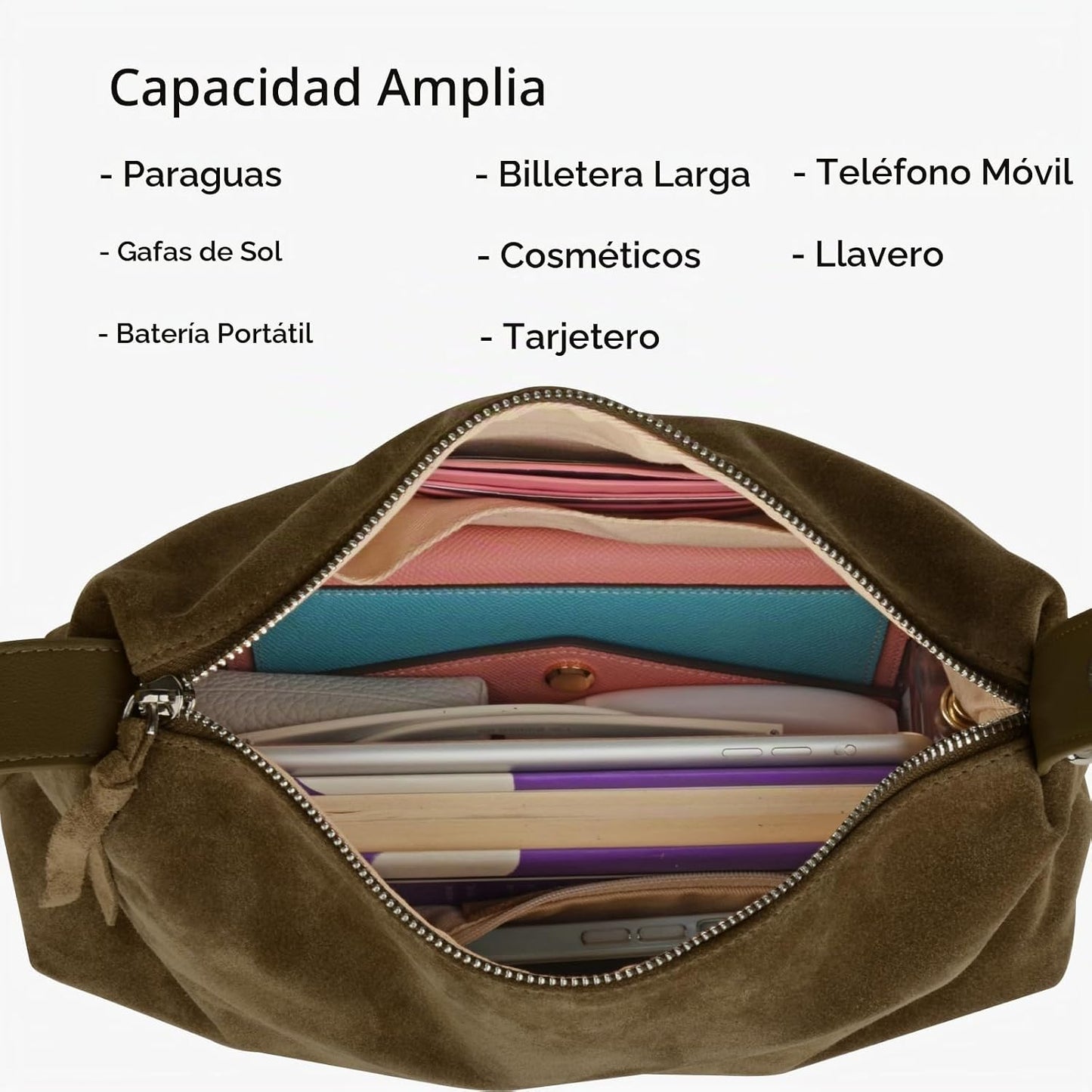 DONNAIN Bolsos cruzados de piel de ante premium para mujer y bolso...