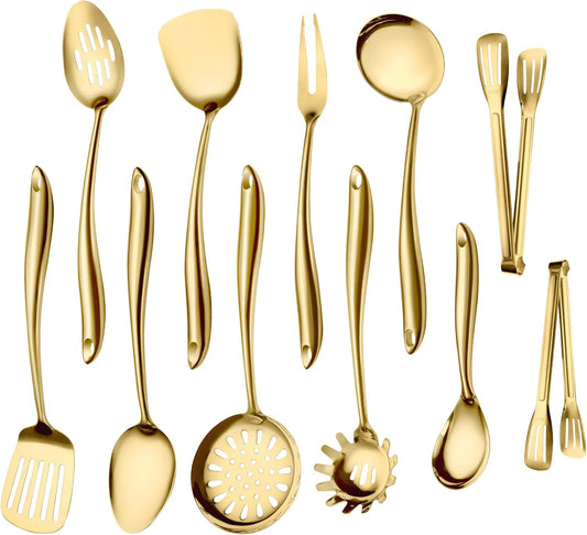Juego de utensilios de cocina de acero inoxidable dorado 304, 11 pi...