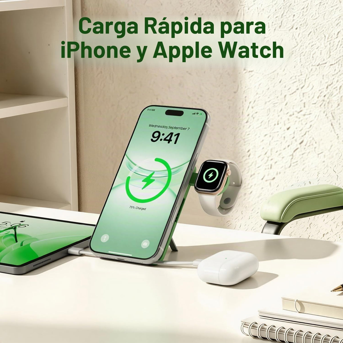 Q Cargador portátil inalámbrico magnético de 10,000 mAh, batería ex...