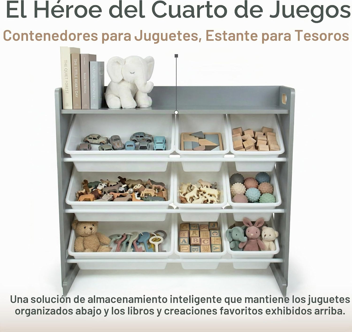 Humble Crew Organizador de juguetes para niños con estante de exhib...