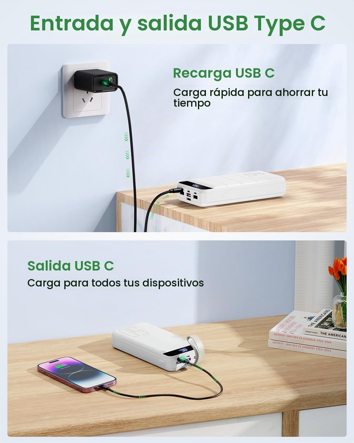 DAOLOT Banco de energía de carga rápida 50000mAh - 22.5W cargador p...