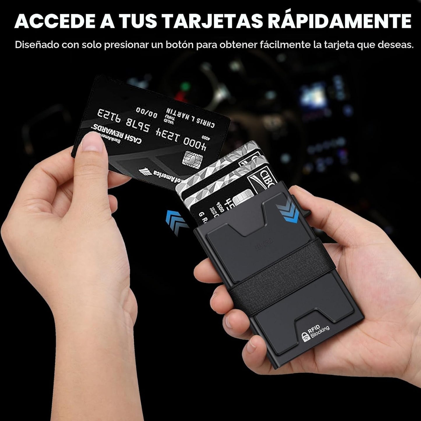 SEMORID Cartera Portátil de Tarjetas de Aluminio Delgada para Hombr...