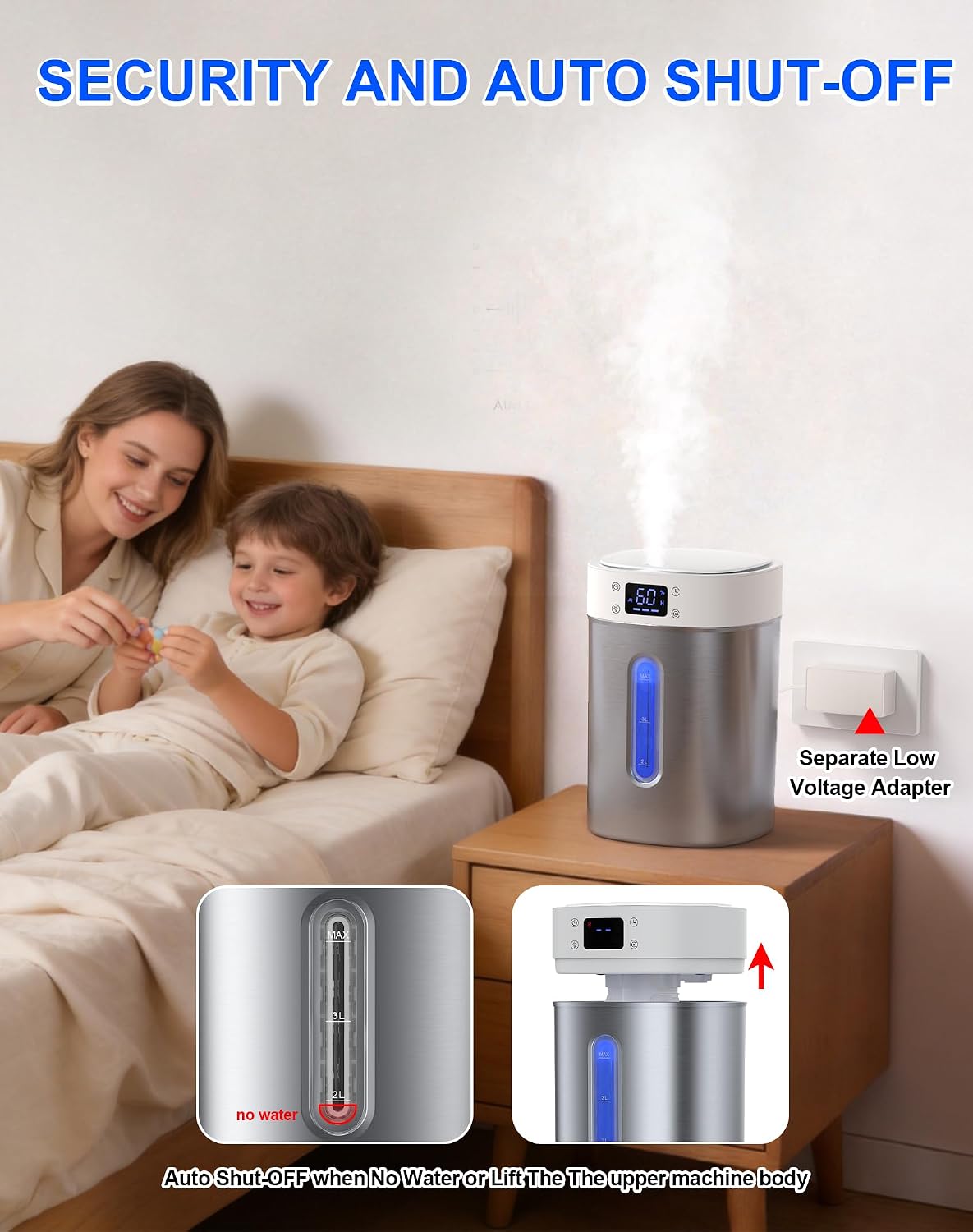 Humidificadores de acero inoxidable para dormitorio, habitación gra...