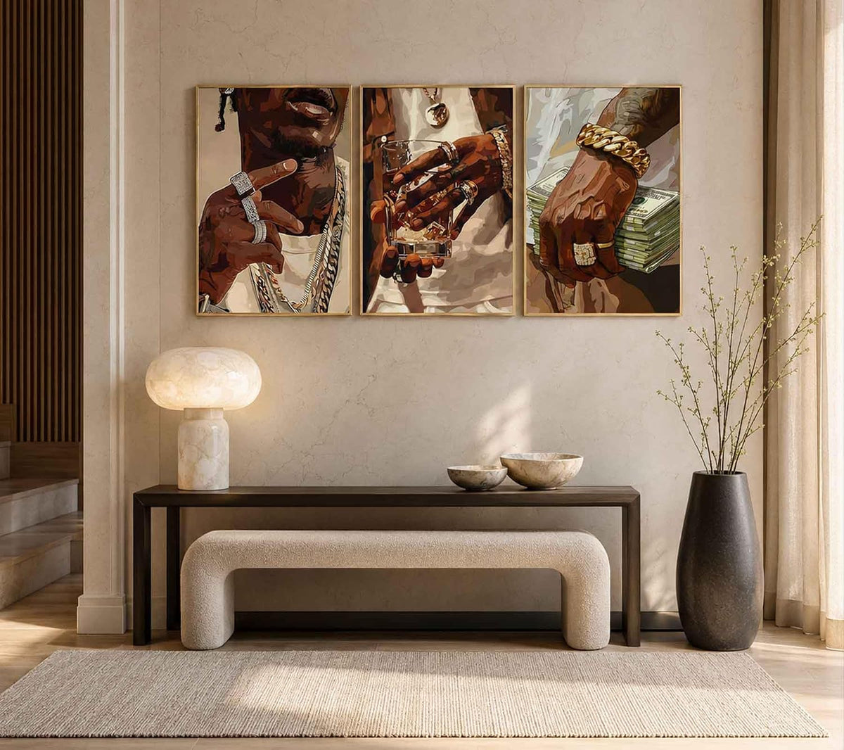 3 piezas de arte de pared de moda afroamericano, hombre negro moder...