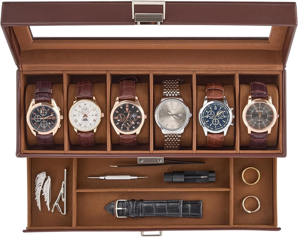 ProCase Estuche para reloj, organizador de caja de reloj con 6 ranu...