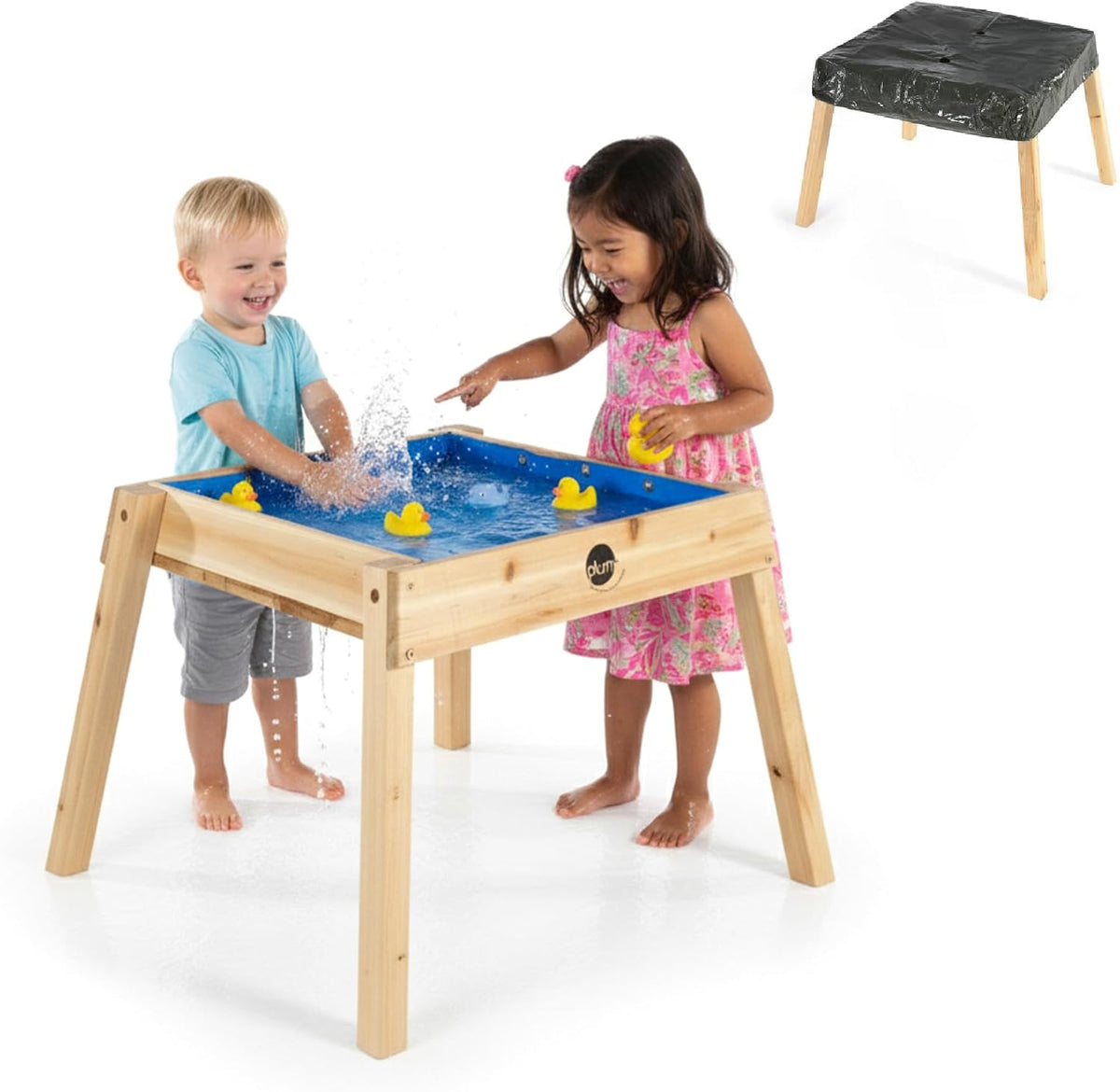 Plum® Mesa de madera para arena y agua con cubierta, juguetes senso...