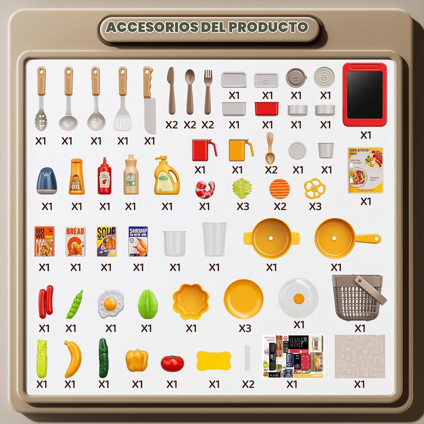 KIZONLY Juego de cocina para niños, juego de cocina de 88 piezas pa...