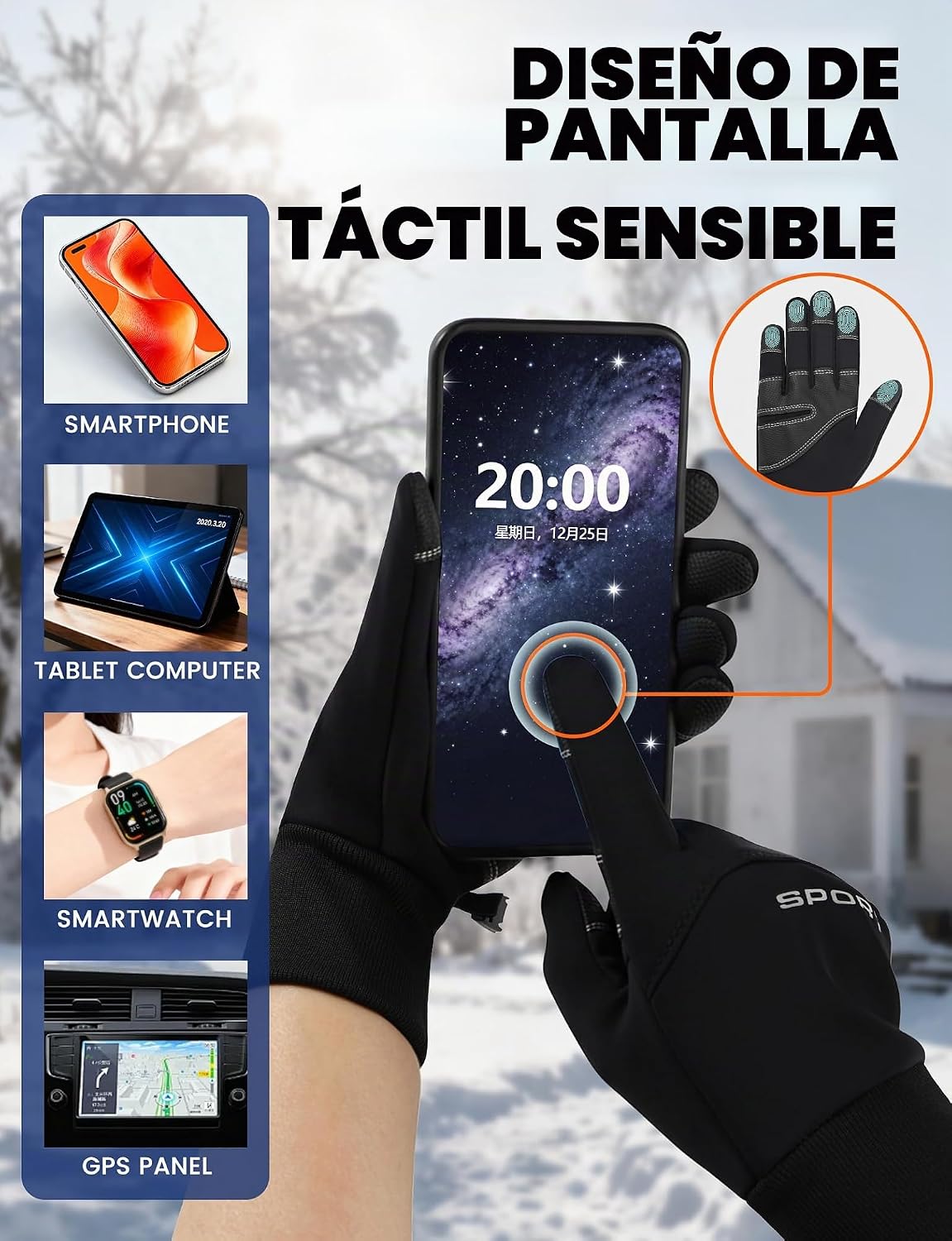 AURUZA Guantes de ciclismo para hombre, para invierno, clima frío,...