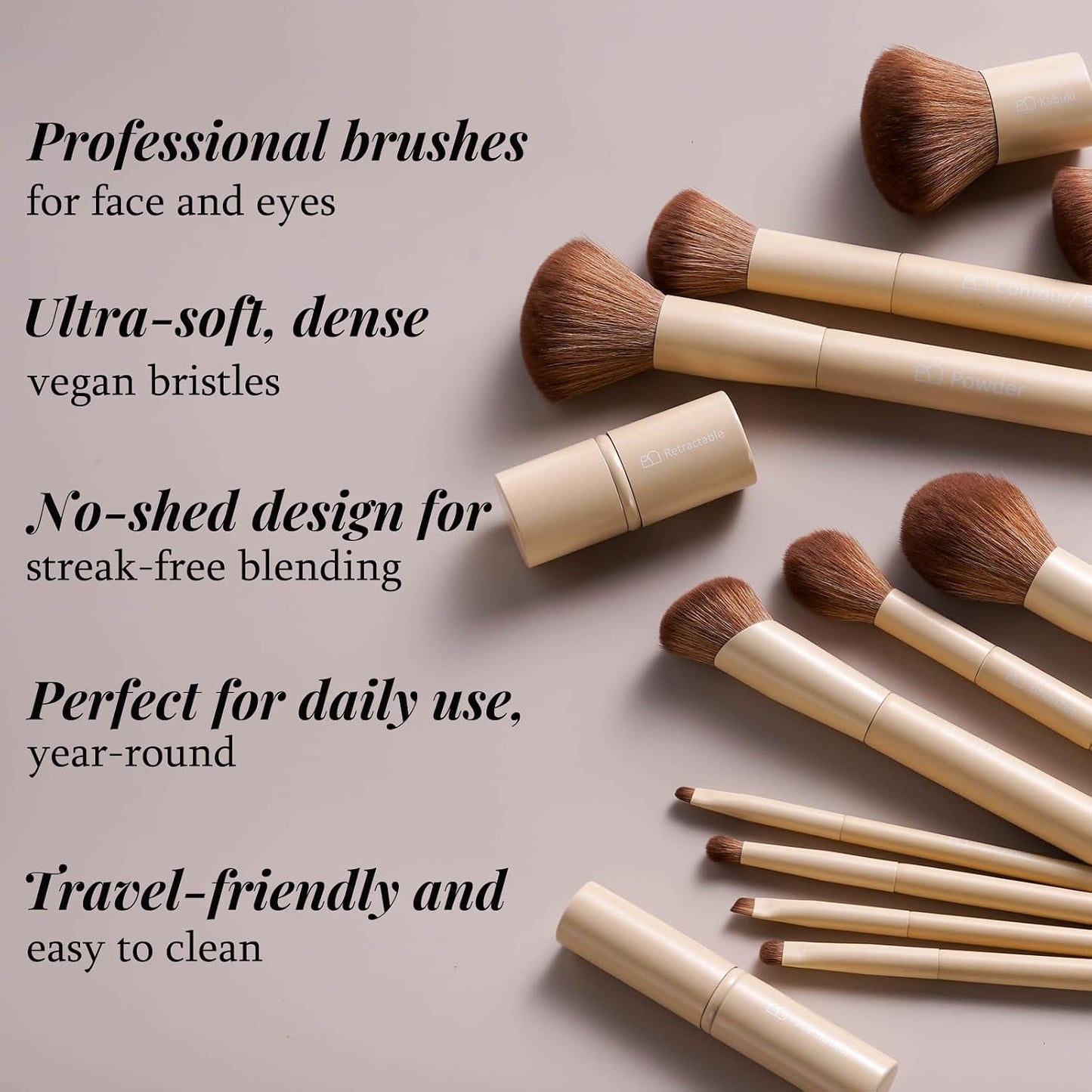 Brochas de maquillaje profesionales BS-MALL con estuche de viaje \u...