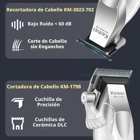KEMEI Cortapelos para hombres, juego de cortapelos sin cuerda con c...