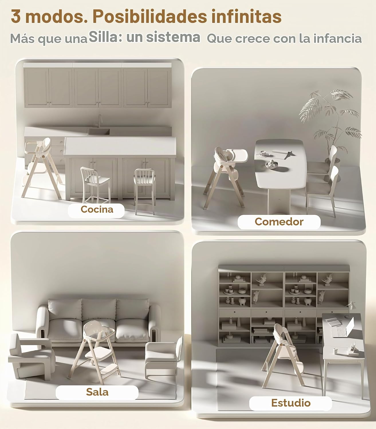Silla alta plegable para bebé a torre de bebé, taburete para niños,...
